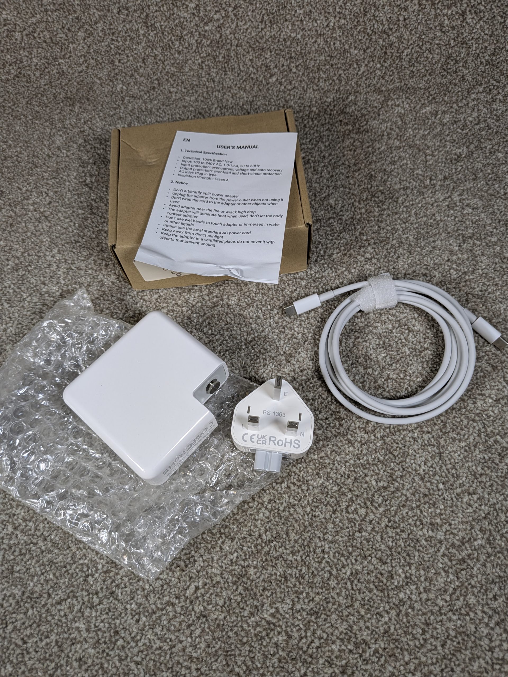 96W USB-C MacBook Charger – New, Boxed, UK Plug (Aftermarket) 6 96w USBC Macbook Charger - UK plug